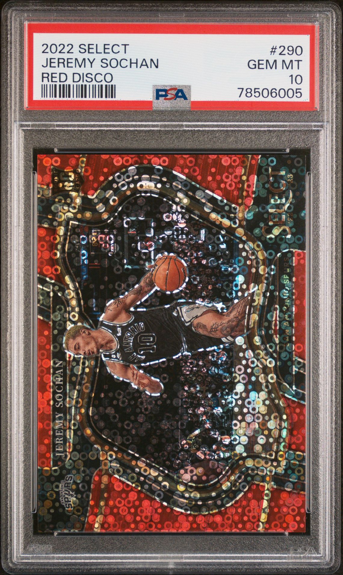 2022 Panini Select Jeremy Sochan #290 (Red Disco) Gem Mt 10 front