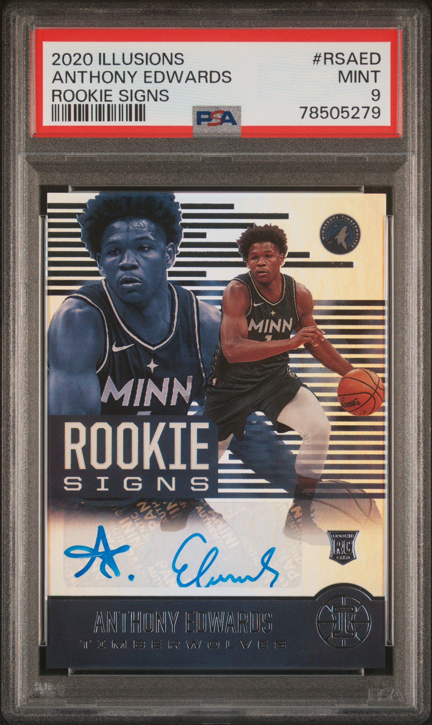 2020 Panini Illusions Rookie Signs Rsaed Anthony Edwards Rookie Card – PSA MINT 9