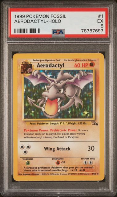 Aerodactyl 1/62 Holo Rare Fossil Set Pokemon Card Near Mint