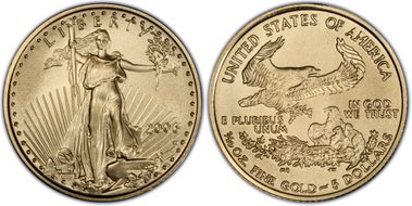 2006-W $5 Burnished Gold Eagle SP70