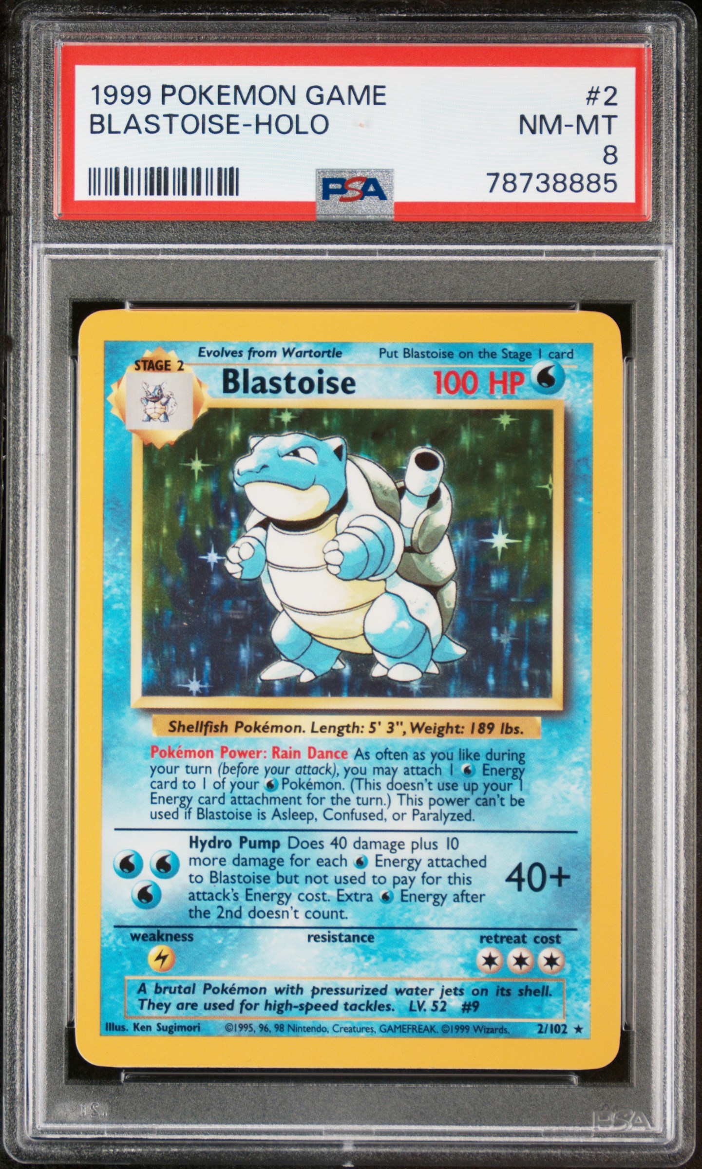 1999 #2 Blastoise-Holo PSA 8 Game