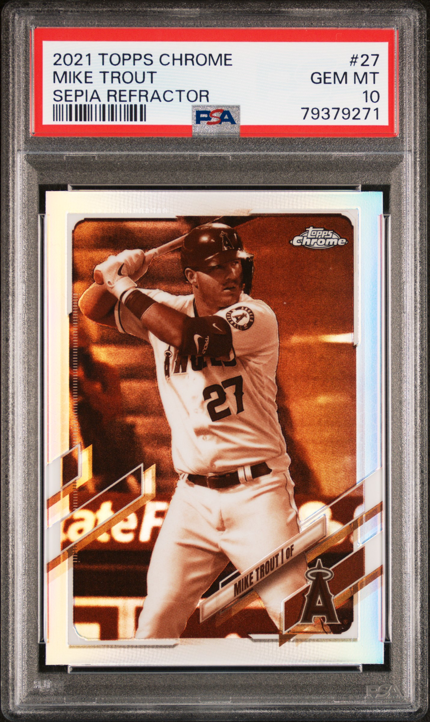 2021 Topps Chrome Sepia Refractor #27 Mike Trout – PSA GEM MT 10