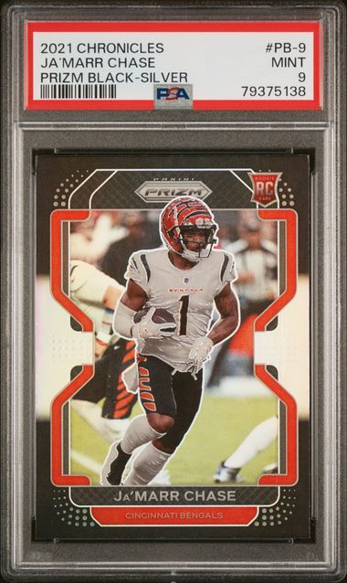 2021 Chronicles Prizm Black Jamarr Chase Silver Rookie Card RC Bengals PB.  9