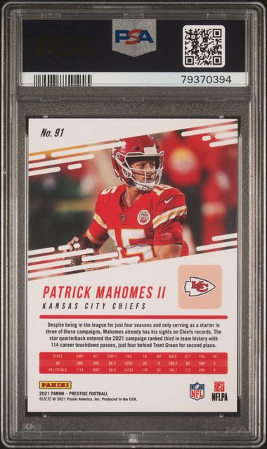 2021 Panini Prestige Patrick Mahomes Ii #91 (Astral Xtra Points) Gem Mt 10 back
