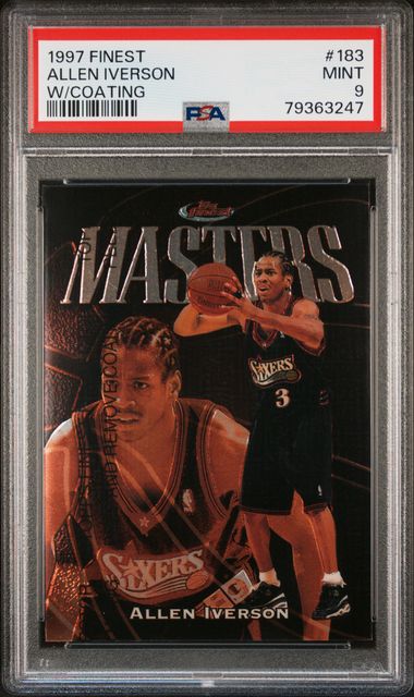 Allen Iverson Signed 1997 Topps Finest #240 76ers Rookie Card PSA