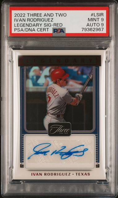 2022 Panini Three And Two Legendary Signatures Ivan Rodriguez #Lsir (Legendary Sig-Red) Mint 9 front