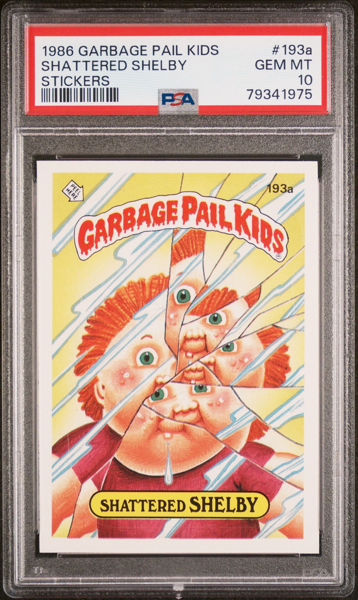 1986 Topps Garbage Pail Kids #193A Shattered Shelby front