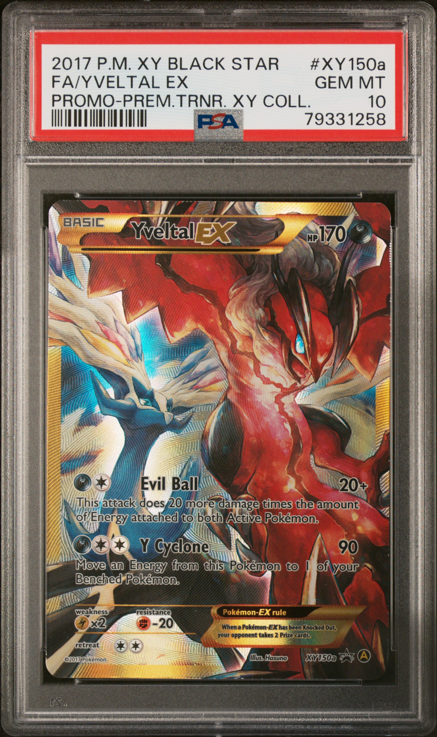 2017 Pokemon Xy Black Star Promo Fa/Yveltal Ex #Xy150A (Promo-Prem.trnr. Xy Coll.) Gem Mt 10 front