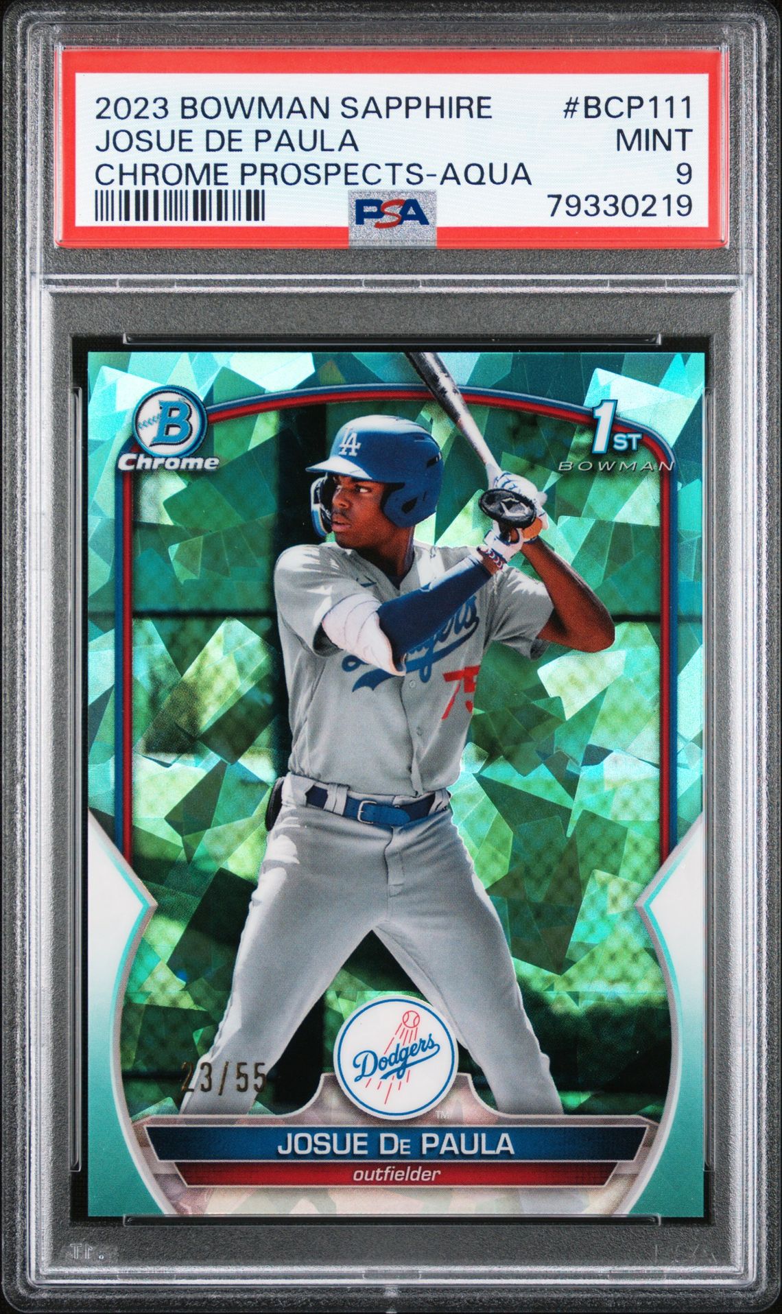 2023 Bowman BOWMAN SAPPHIRE EDITION CHROME PROSPECTS Aqua #BCP111 Josue De Paula front