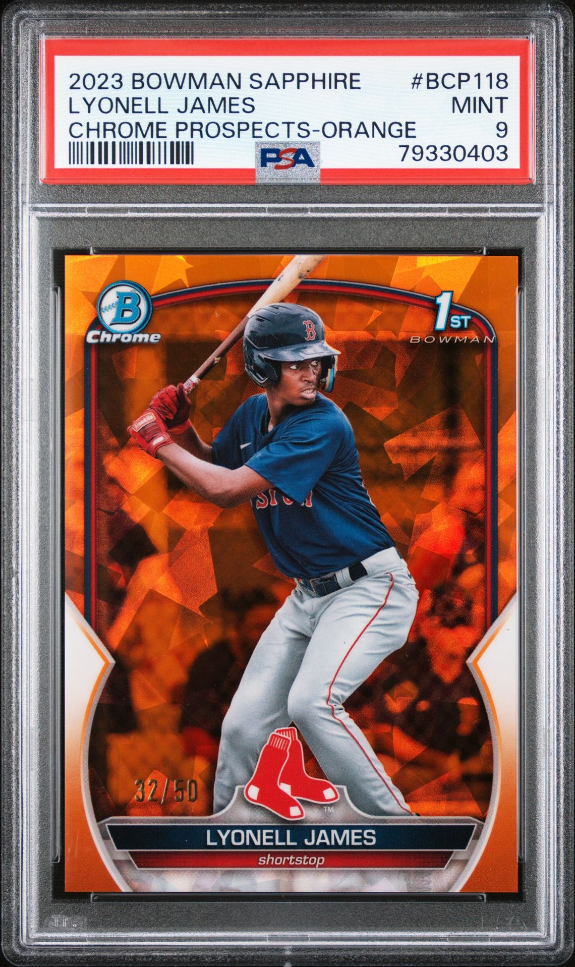 2023 Bowman BOWMAN SAPPHIRE EDITION CHROME PROSPECTS ORANGE #BCP118 Lyonell James front
