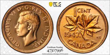 1947 1C Maple Leaf SP66+ RD
