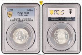 1955 Gulden KM-184 Ag MS65