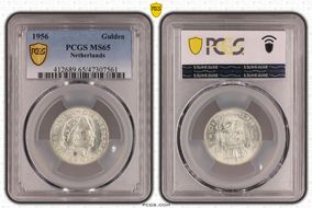 1956 Gulden KM-184 Ag MS65