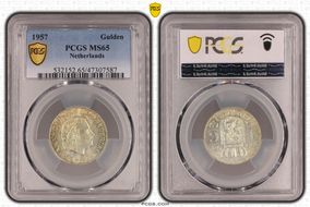 1957 Gulden KM-184 Ag MS65