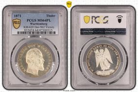 1871 Thaler KM-620 Dav-962 Victory MS64PL