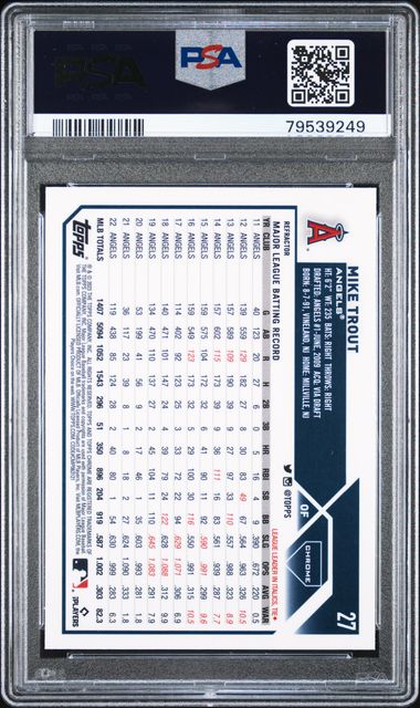 2023 Topps Chrome Mike Trout #27 (Refractor) Gem Mt 10 back