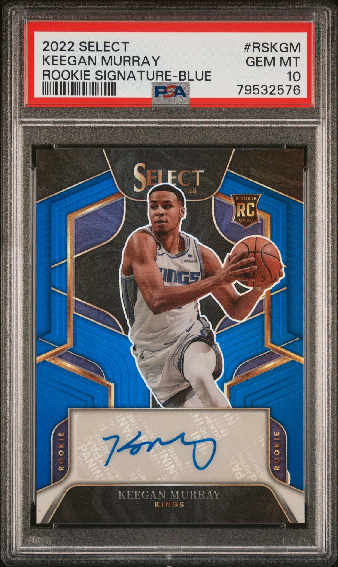 2022 Panini PANINI SELECT ROOKIE SIGNATURES BLUE #RSKGM Keegan Murray front
