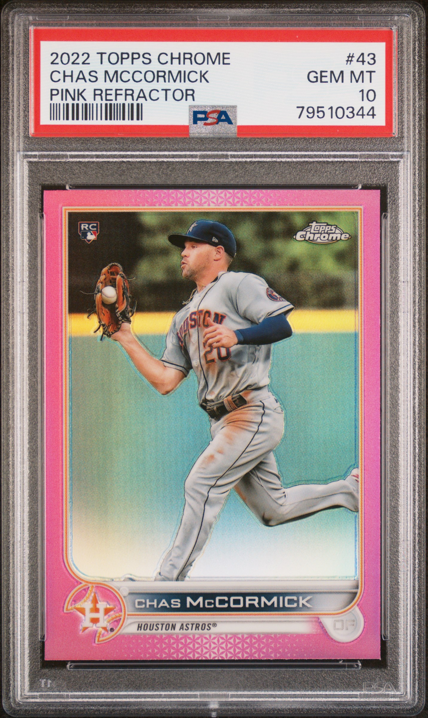 2022 Topps Chrome Pink Refractor #43 Chas Mccormick – PSA GEM MT 10