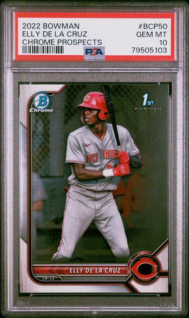 2022 Bowman Chrome Prospects Elly De La Cruz #Bcp50 (Chrome Prospects) Gem Mt 10 front