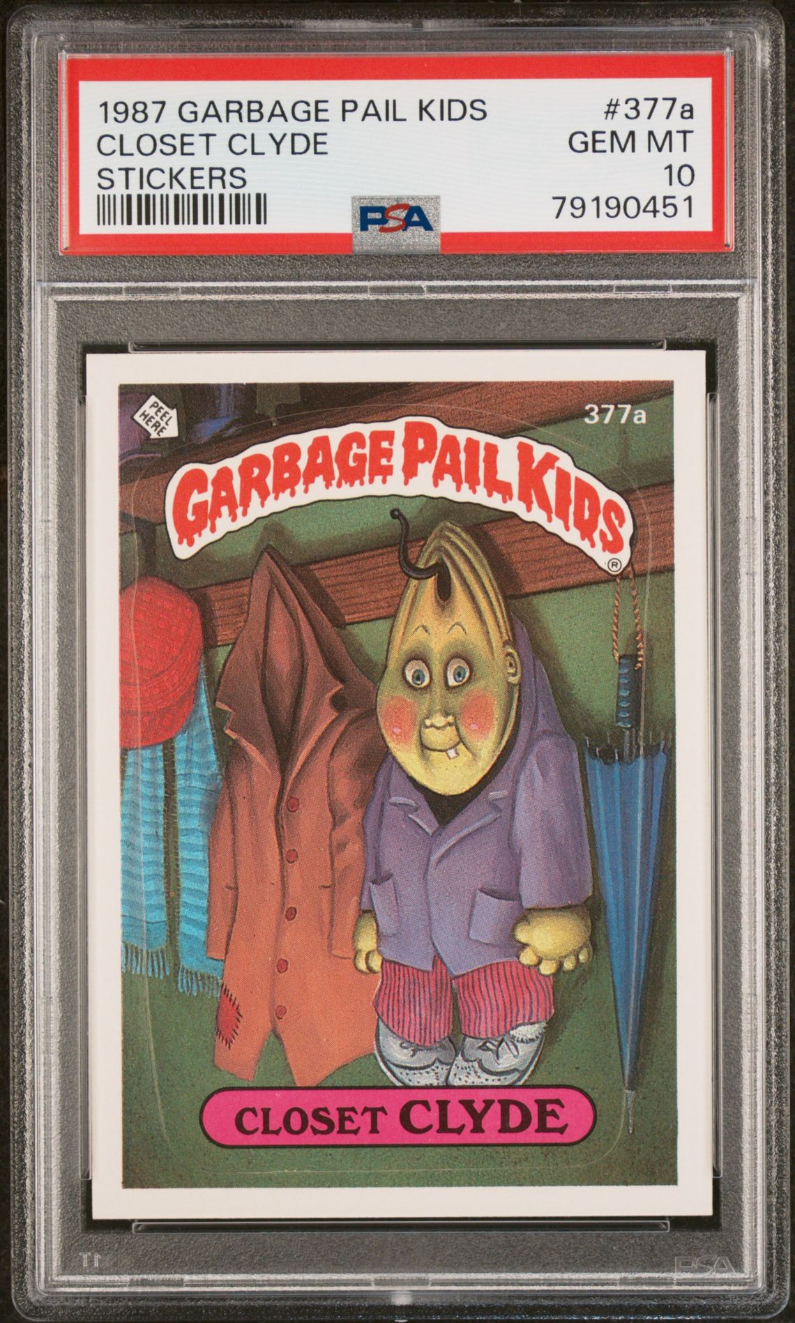 1987 Topps GARBAGE PAIL KIDS STICKERS #377A Closet Clyde front