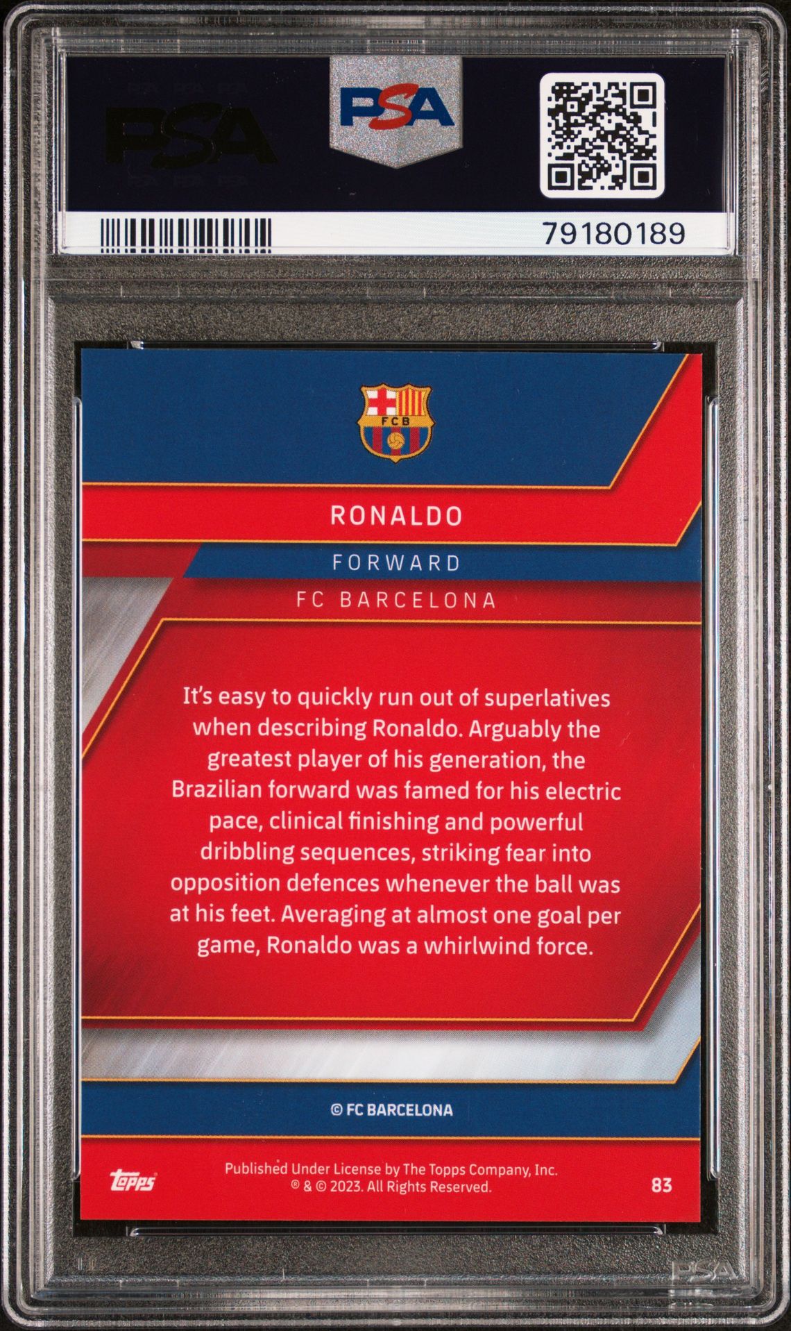 2022 Topps Chrome Fc Barcelona Mes Que Un Club Ronaldo #83 Gem Mt 10 back