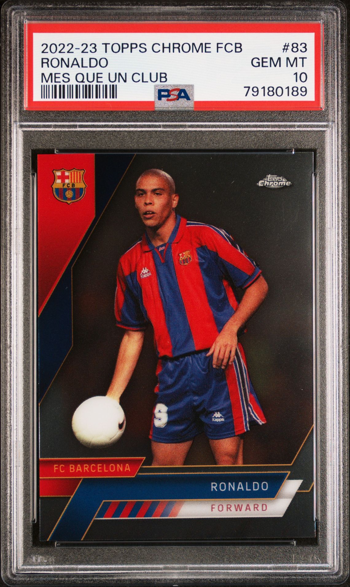 2022 Topps Chrome Fc Barcelona Mes Que Un Club Ronaldo #83 Gem Mt 10 front