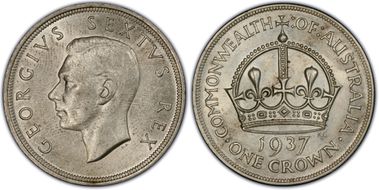 1937 Crown KM-34  Ag AU50