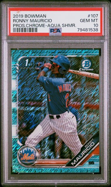 2019 Bowman Bowman Chrome Aqua #107 Ronny Mauricio front