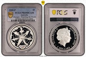 2000-P $5 Olympic - Reaching the World PR69DCAM