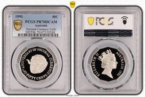 1991 50C Decimal Currency CuNi PR70DCAM