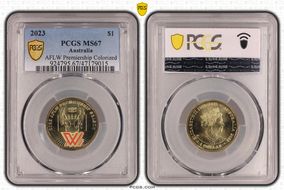 2023 $1 AFLW Premiership Colorized MS67