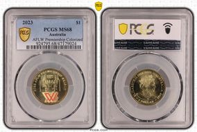 2023 $1 AFLW Premiership Colorized MS68