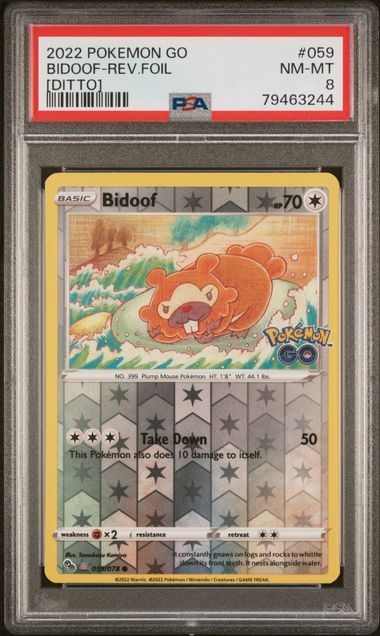 Bidoof (Ditto) Pokemon 2022 CGC 9 Pokemon Go 059/078 Reverse Holo Grad – JP  Sports