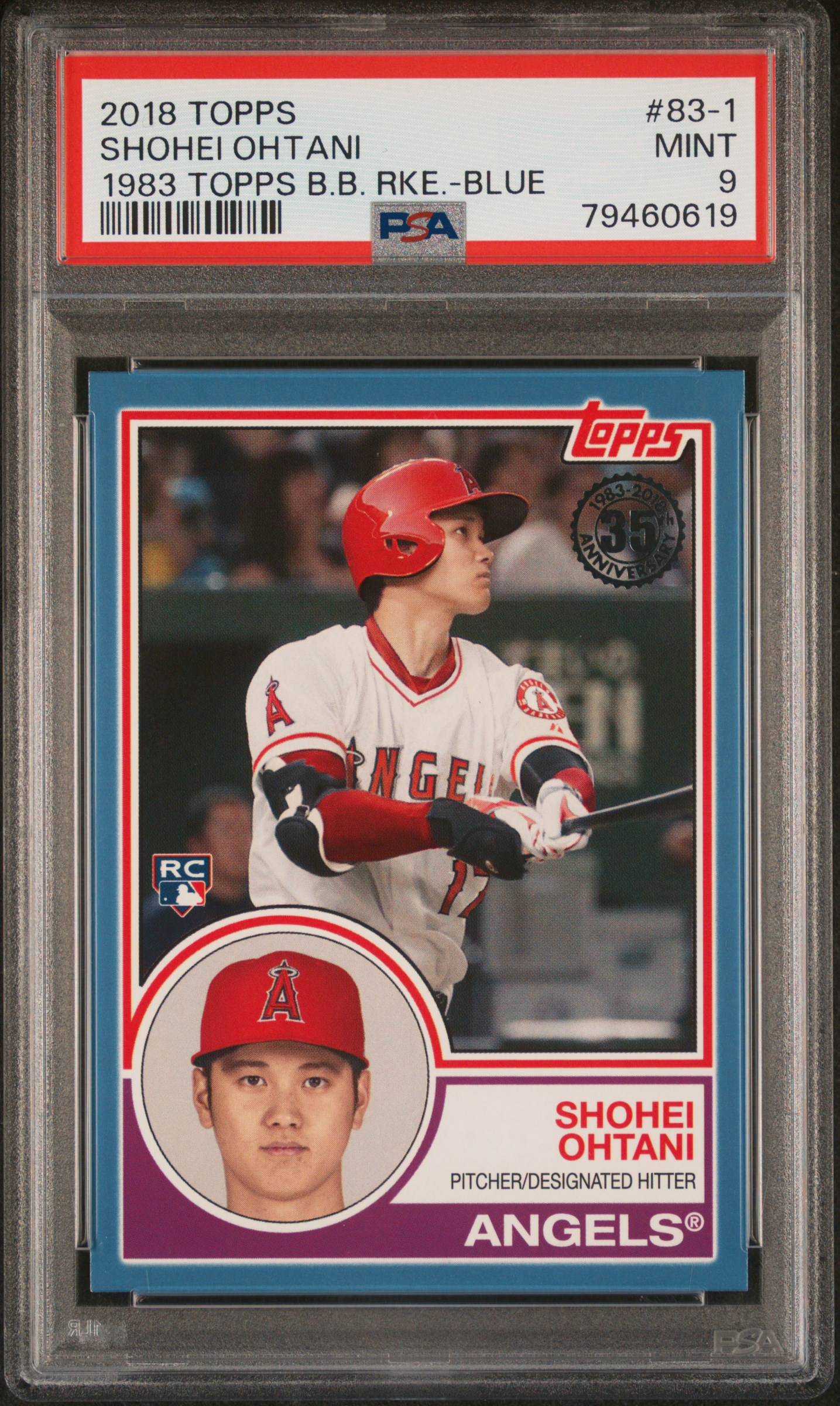 2018 Topps 1983 Topps Baseball Rookies Blue #83-1 Shohei Ohtani Rookie Card – PSA MINT 9