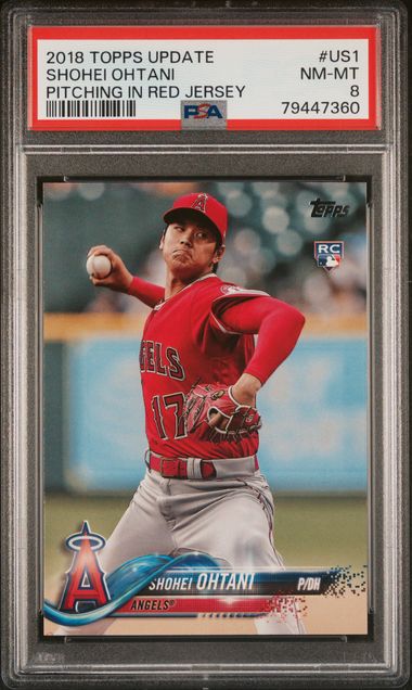 2018 Topps Update #US1 Shohei Ohtani Pitching In Red Jersey Rookie RC PSA 10
