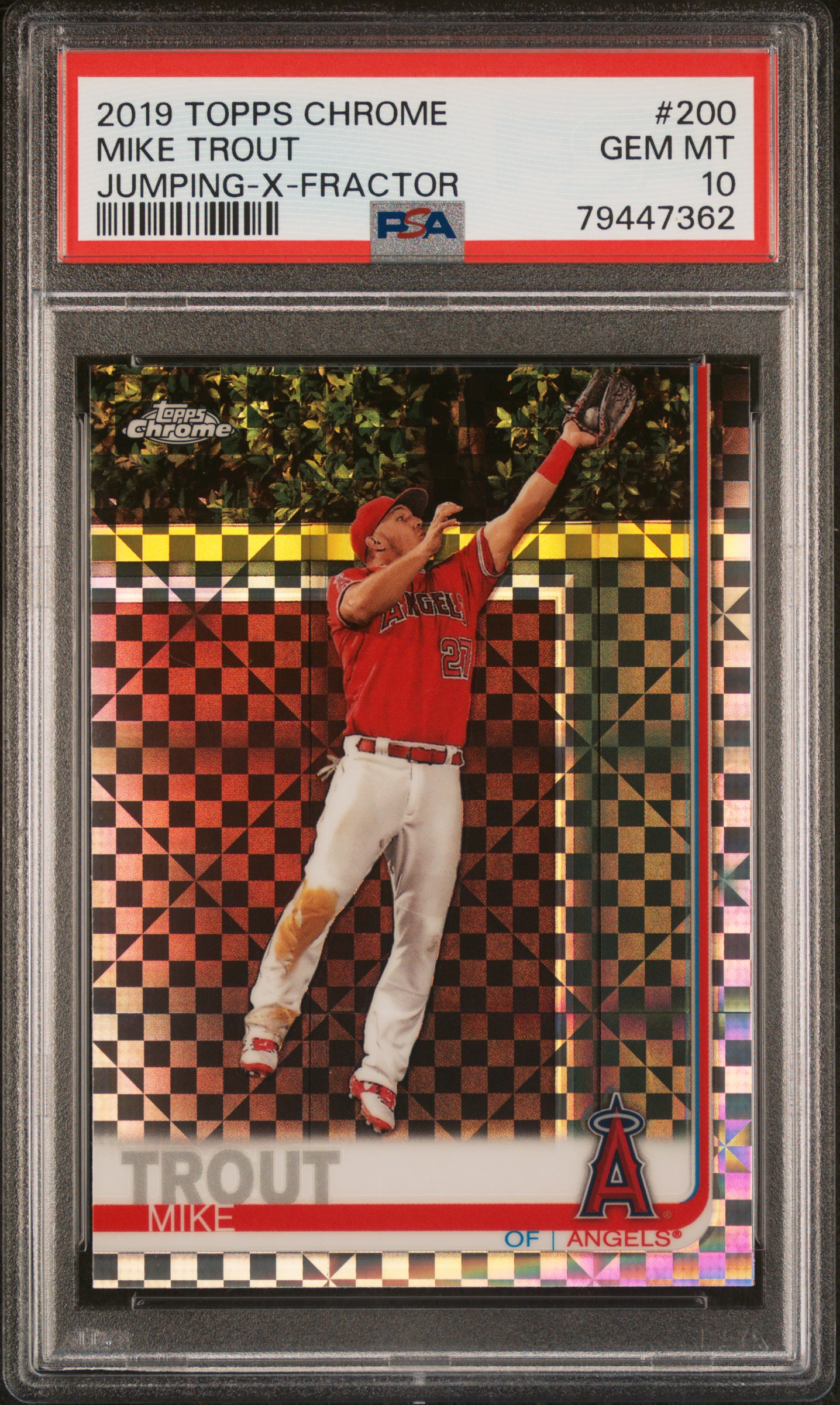 2019 Topps Chrome Jumping-X-Fractor #200 Mike Trout – PSA GEM MT 10