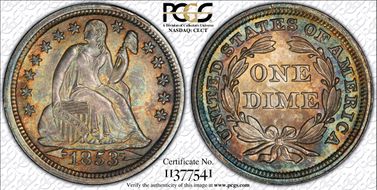 1853 10C Arrows MS65