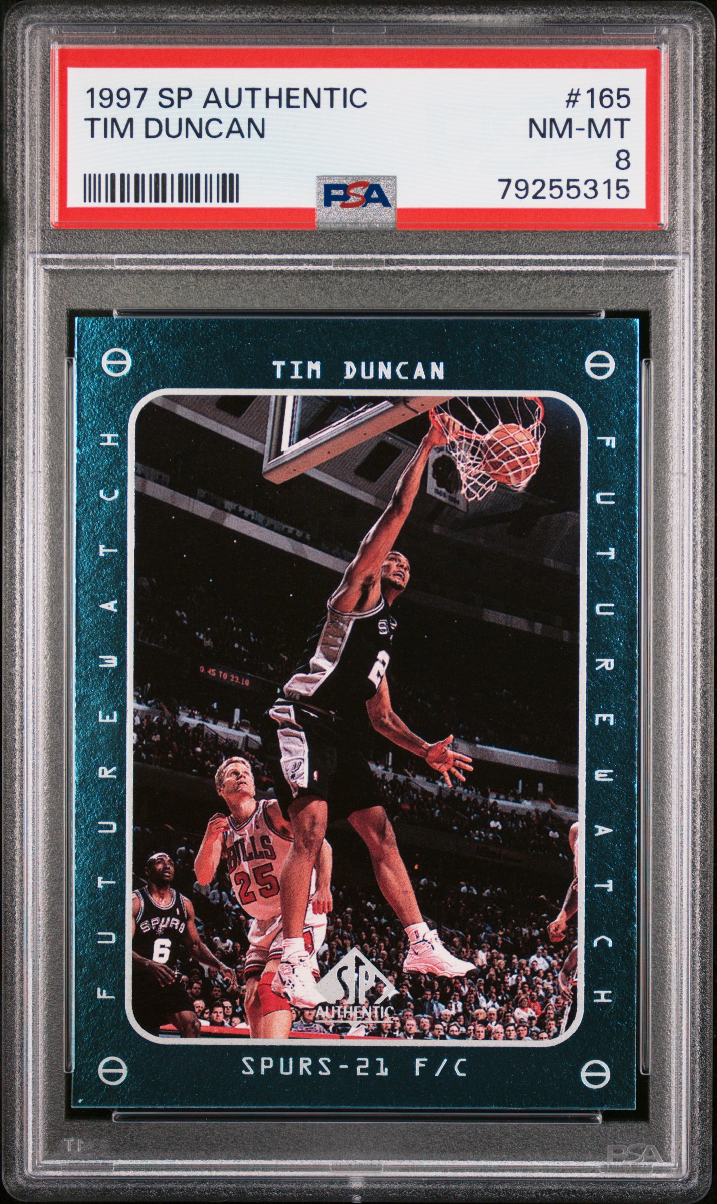 1997 SP Authentic 165 Tim Duncan Rookie Card – PSA NM-MT 8