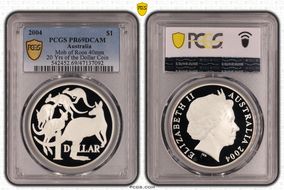 2004 $1 Mob of Roos 40mm 20 Yrs of the Dollar Coin PR69DCAM