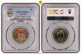 2021 $1 Ginger Meggs Cricket MS69
