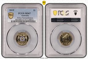 2019 $2 Police Remembrance Colorized MS67