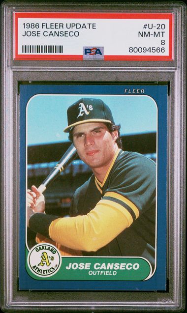 Jose Canseco baseball card 1986 Topps Traded #20T (Oakland Athletics -  Rookie Card)