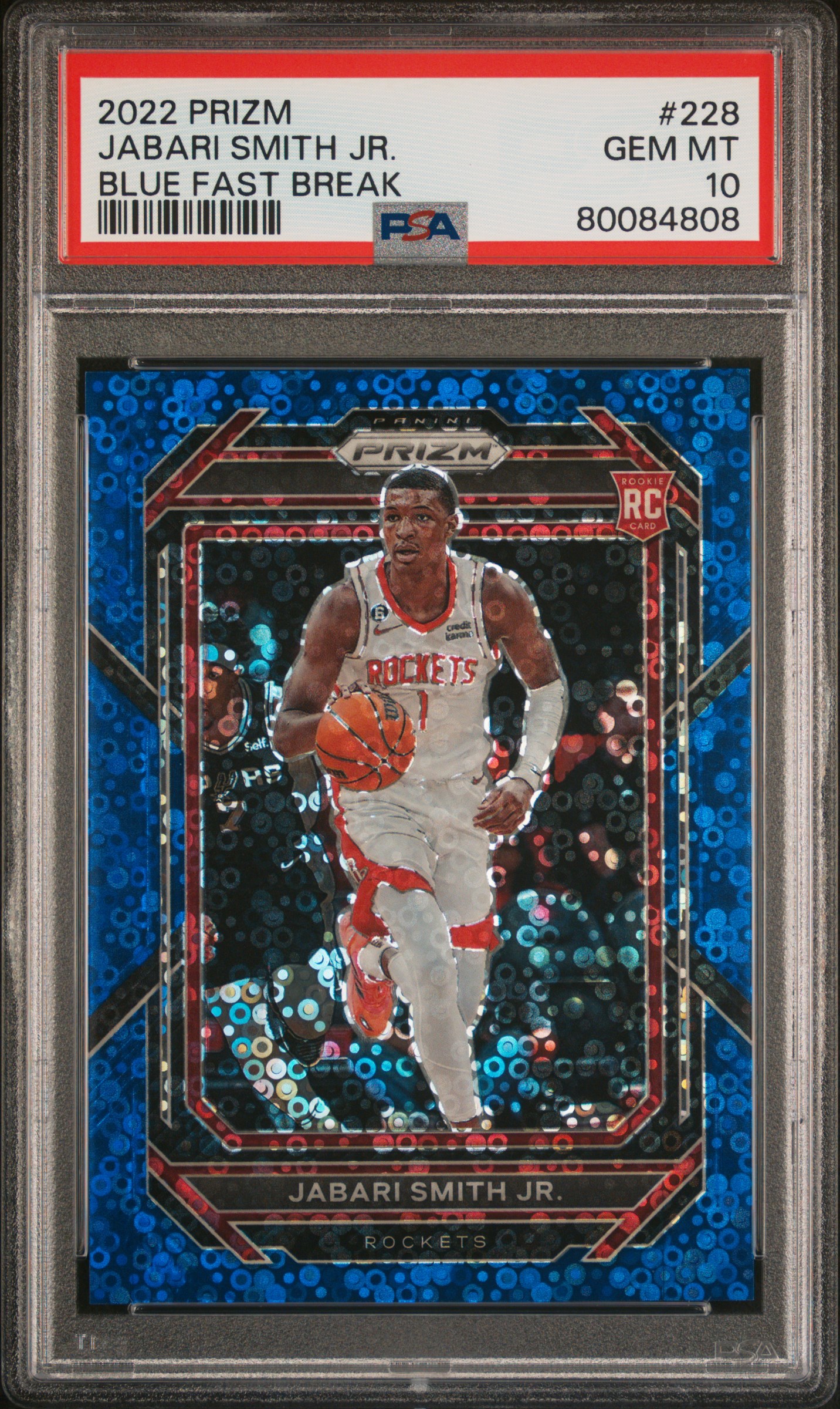 2022 Panini Prizm Jabari Smith Jr. #228 (Blue Fast Break) Gem Mt 10 front