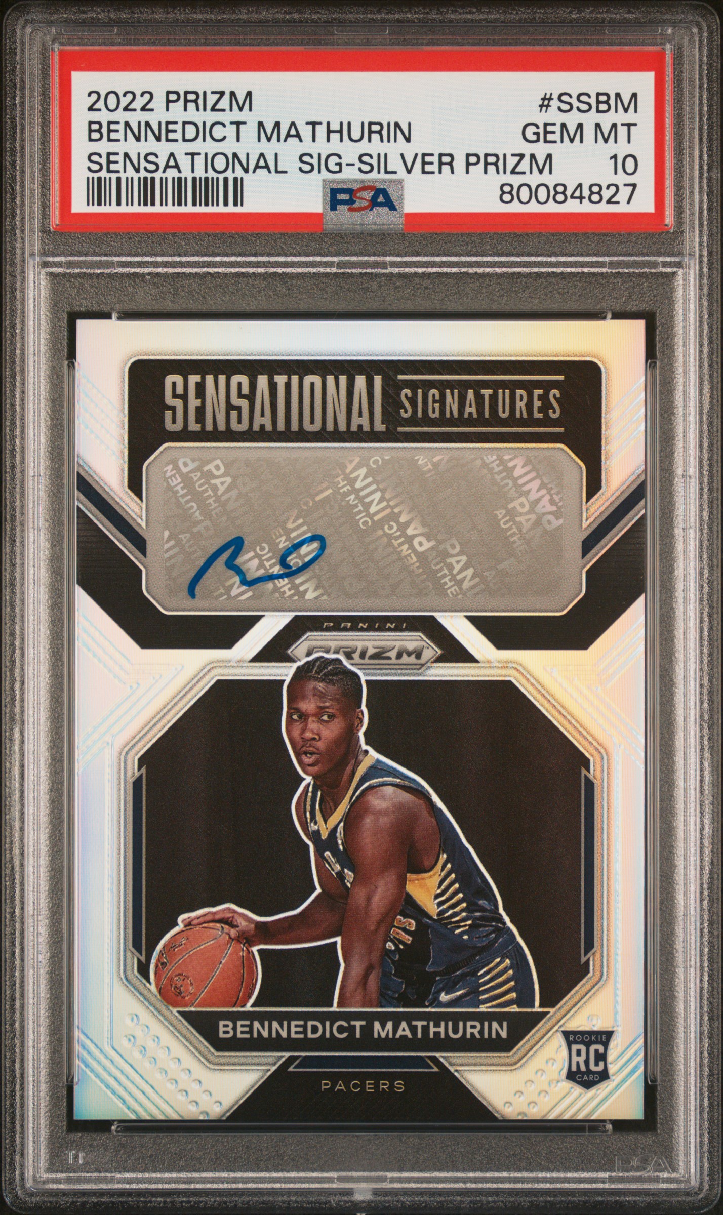 2022 Panini Prizm Sensational Signatures Bennedict Mathurin #Ssbm (Sensational Sig-Silver Prizm) Gem Mt 10 front