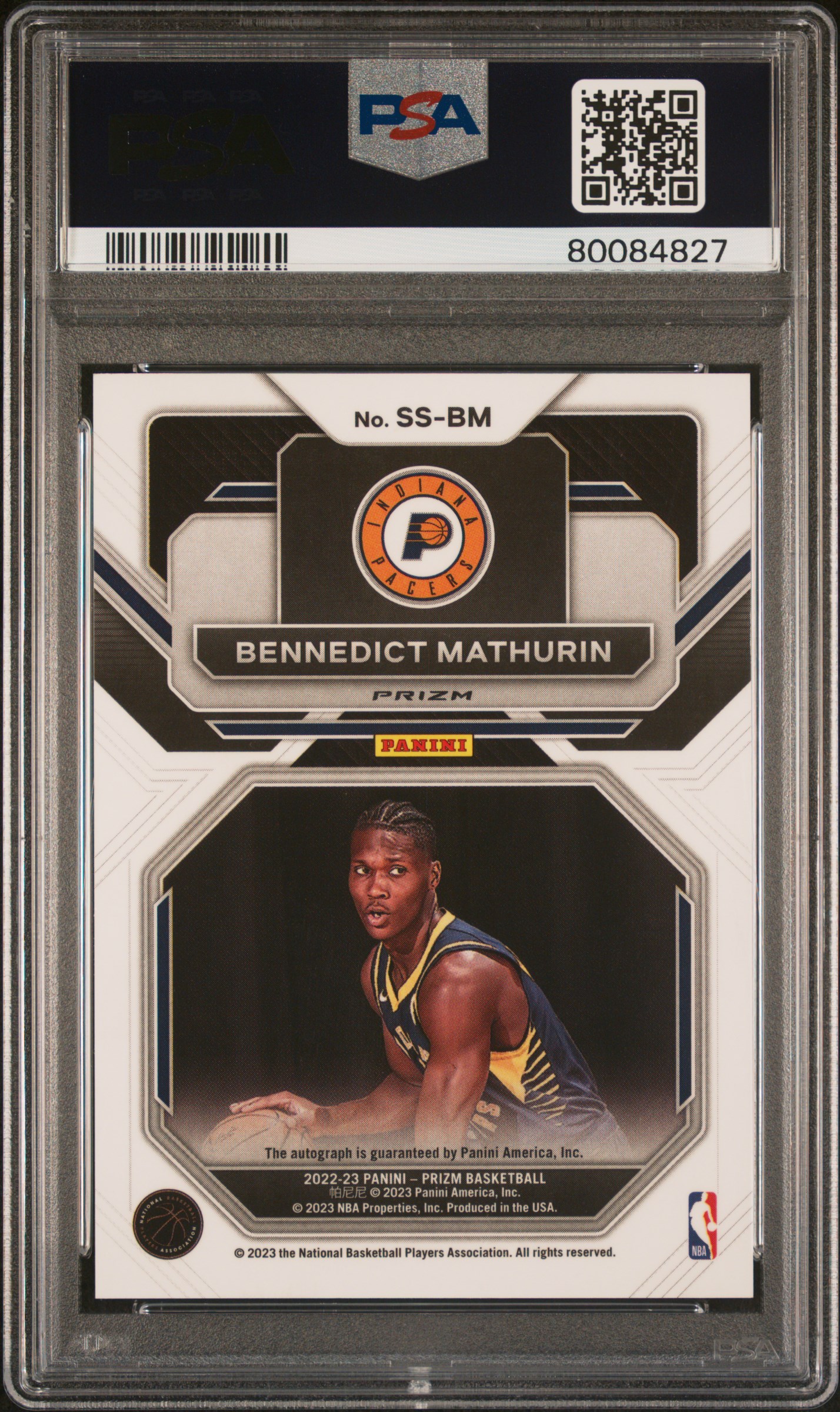 2022 Panini Prizm Sensational Signatures Bennedict Mathurin #Ssbm (Sensational Sig-Silver Prizm) Gem Mt 10 back