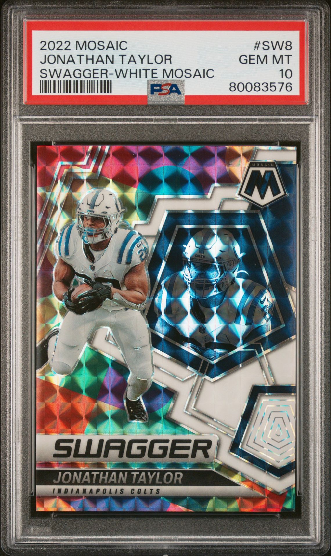 2022 Panini Mosaic Swagger Jonathan Taylor #Sw8 (Swagger-White Mosaic) Gem Mt 10 front