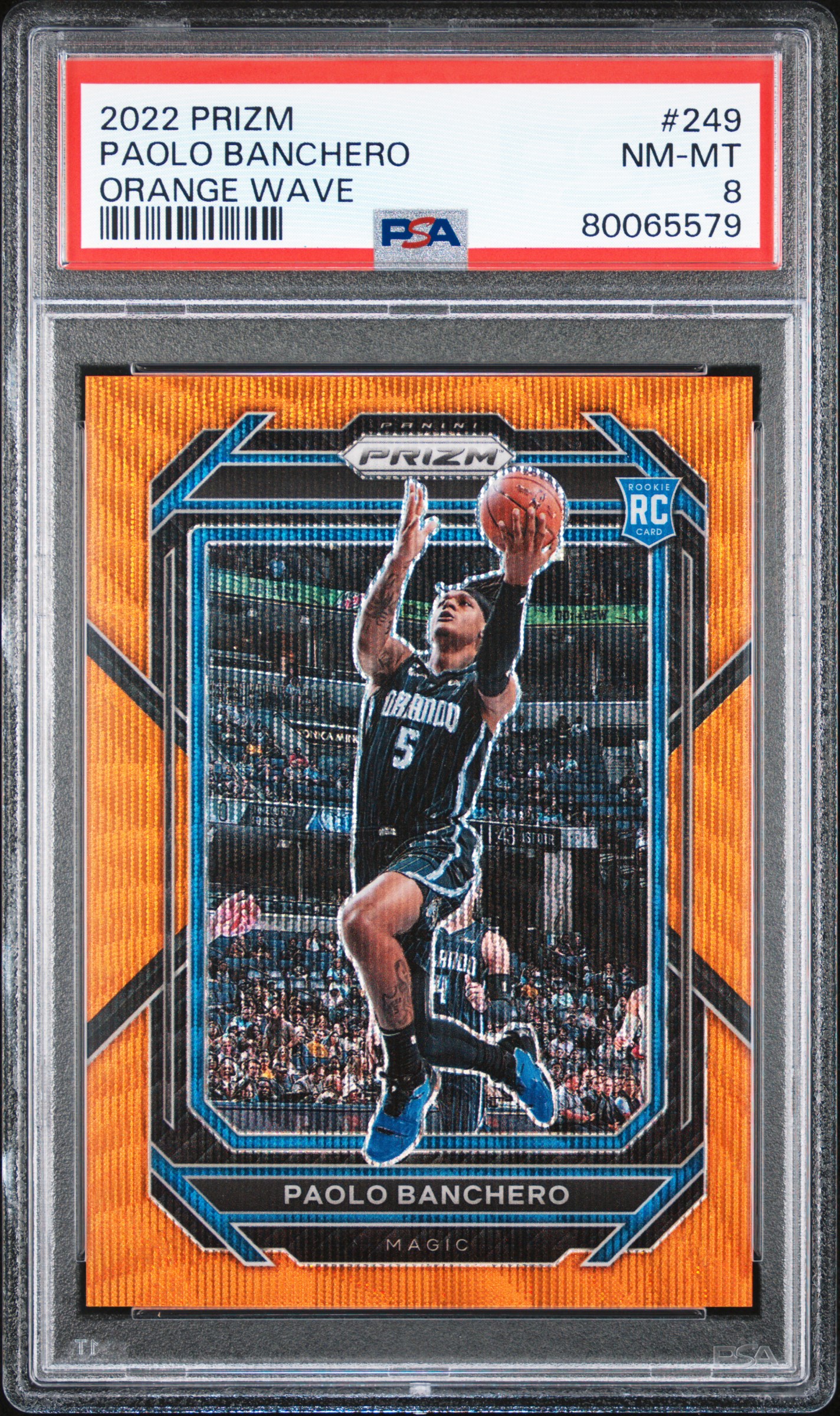 2022 Panini Prizm Paolo Banchero #249 (Orange Wave) Nm-Mt 8 front