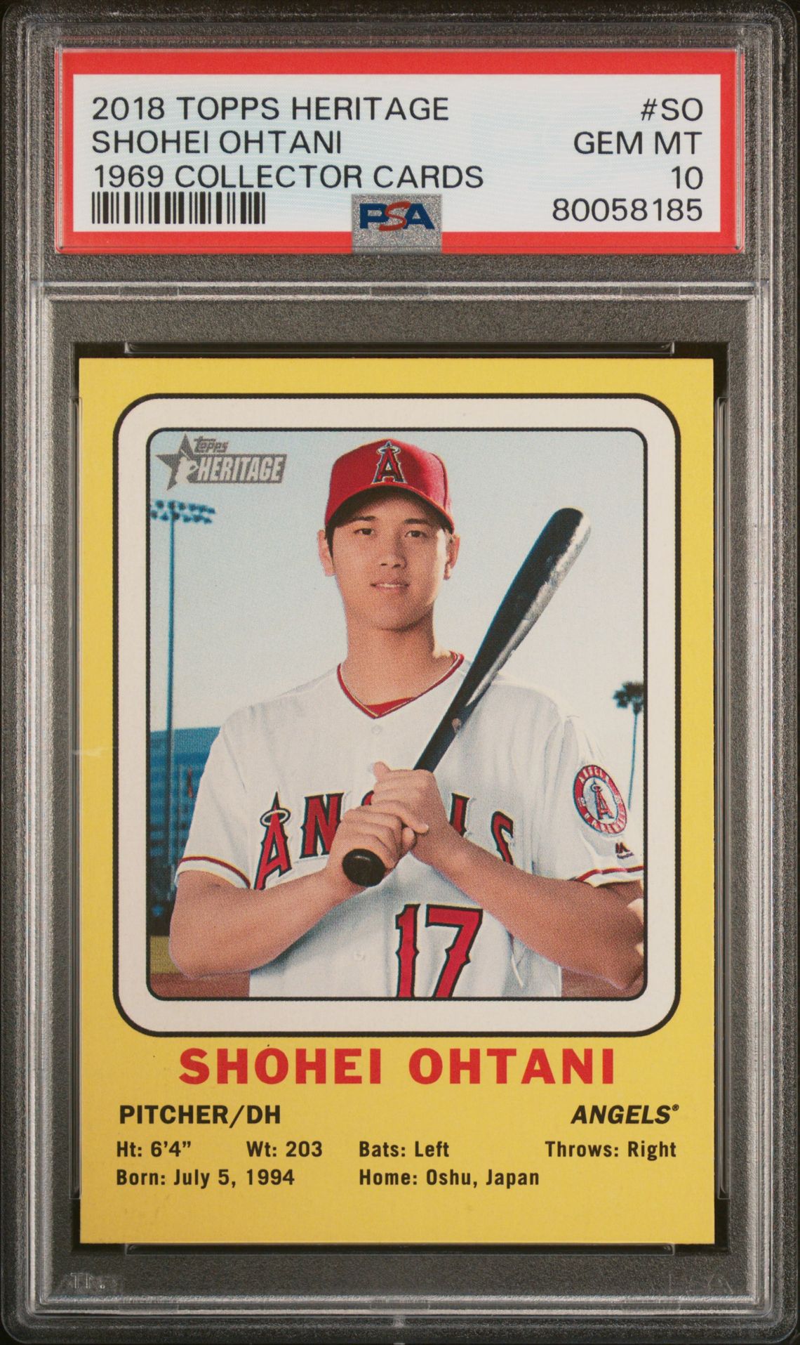 2018 Topps TOPPS HERITAGE 1969 COLLECTOR CARDS #SO Shohei Ohtani front