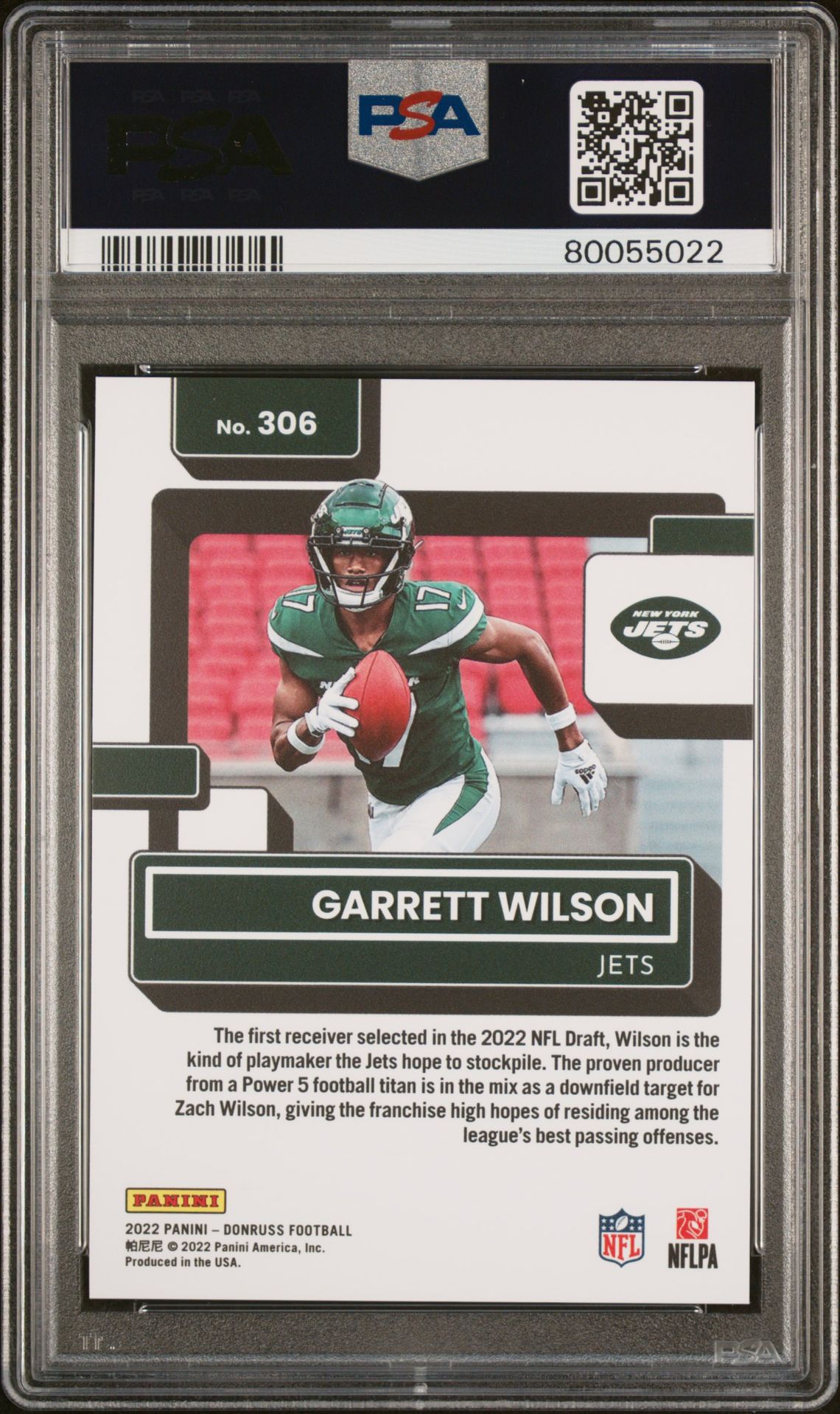 2022 Panini Donruss Garrett Wilson #306 (Press Proof Premium) Gem Mt 10 back