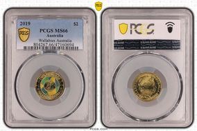2019 $2 Wallabies Australia Colorized MS66